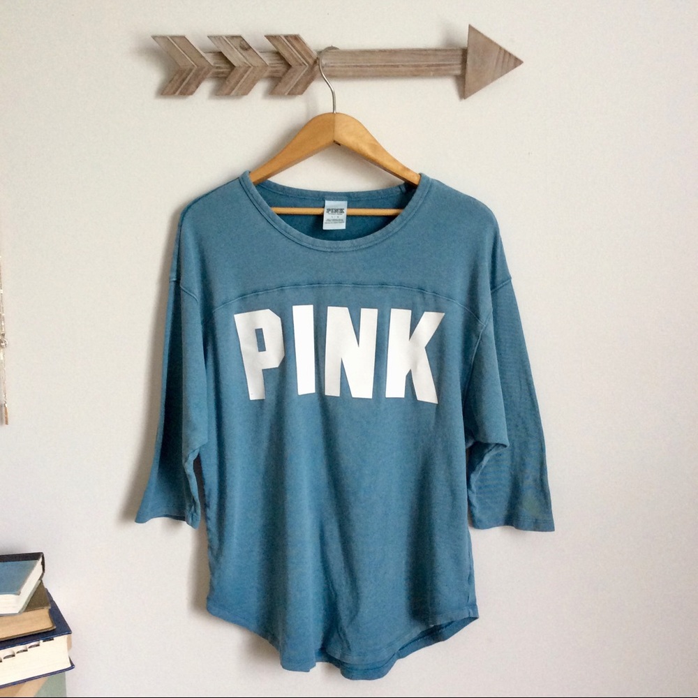 Victoria Secret PINK Light Blue Distress Pull Over